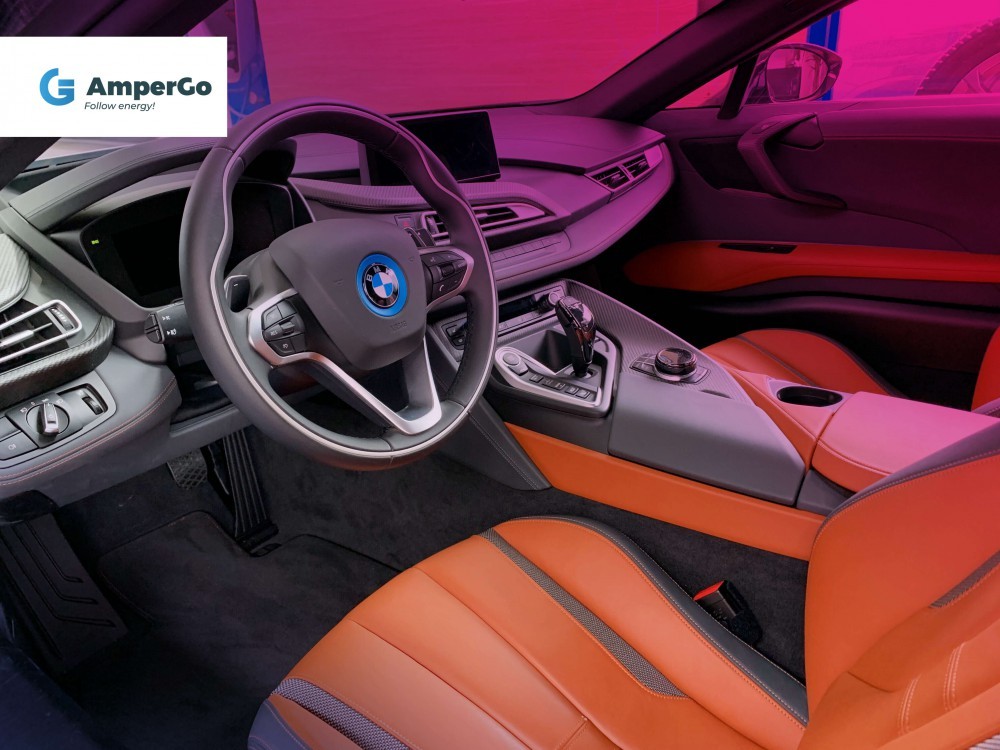 BMW i8 wnętrze samochodu elektrycznego