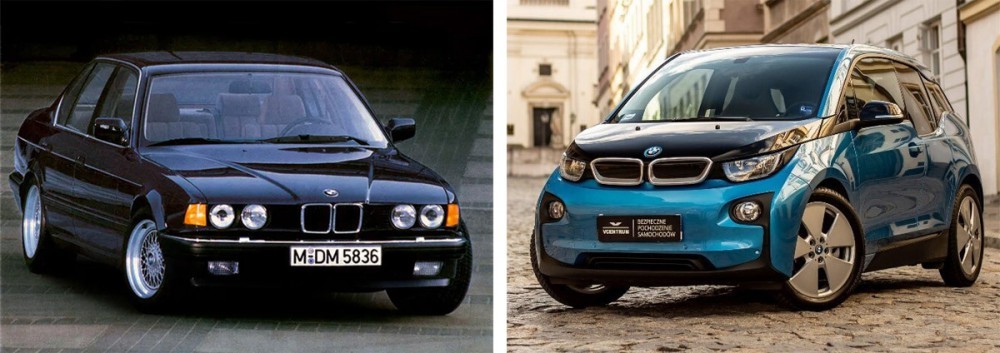 BMW E32 i BMW i3 - porównanie